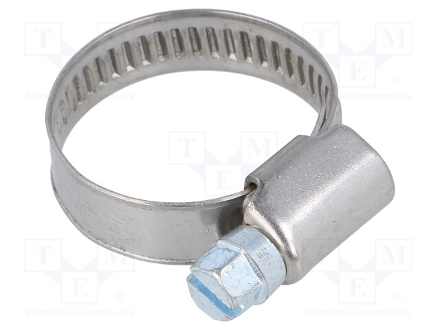 Worm gear clamp; W: 9mm; Clamping: 16÷27mm; chrome steel AISI 430