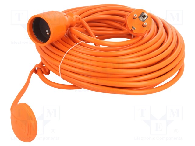 Extension lead; Sockets: 1; PVC; orange; 3x1,5mm2; 25m; 16A
