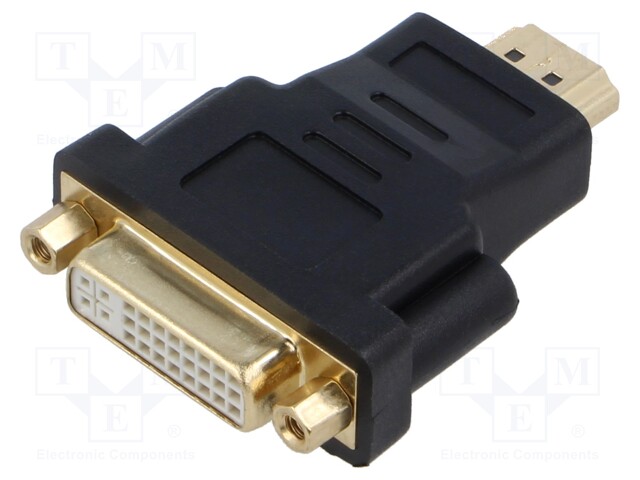 Adapter; DVI-I (24+5) socket,HDMI plug; black; Enclos.mat: ABS