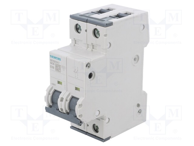 Circuit Breaker, MCB, 5SY6, 2P, 6 kA, 400 V, 10 A