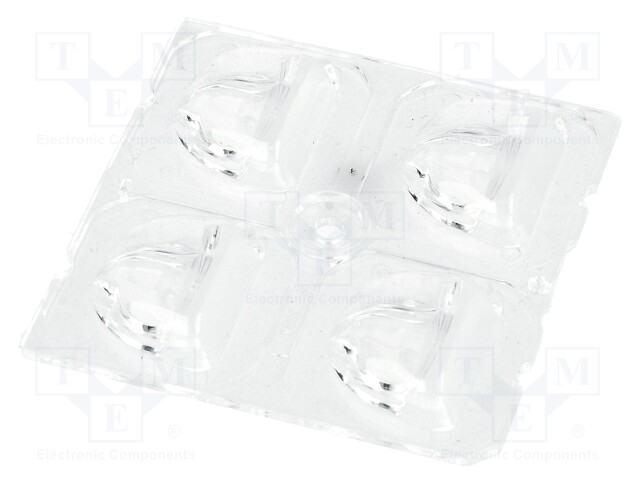 LED lens; square; transparent; H: 6mm; Outside dim: 50x50mm