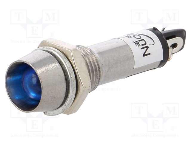 Indicator: LED; recessed; 12VDC; Cutout: Ø8.2mm; IP40; metal