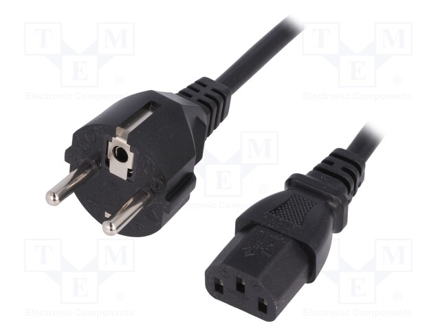 Cable; CEE 7/7 (E/F) plug,IEC C13 female; 1.5m; black; PVC; 16A