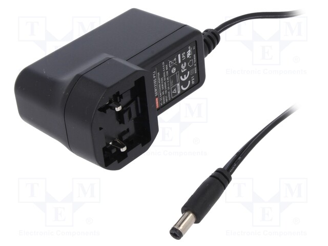 Power supply: switched-mode; 5VDC; 2.4A; Out: 5,5/2,1; 12W; 80%