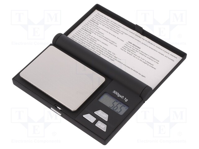 Scales; Scale load capacity max: 500g; 10÷25°C; Display: LCD