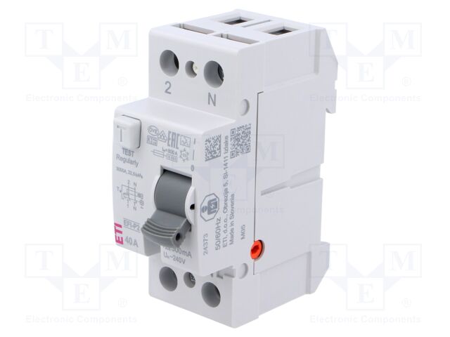 RCD breaker; Inom: 40A; Ires: 300mA; Poles: 2; 230/400V; DIN; IP20