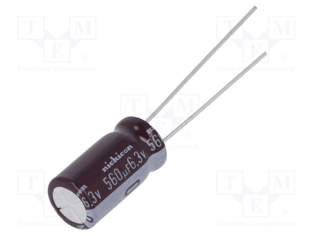 Capacitor: electrolytic; low impedance; THT; 560uF; 6.3VDC; ±20%