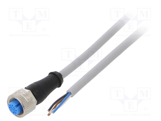 Connection lead; M12; PIN: 4; straight; 5m; plug; 250VAC; 4A; IP67