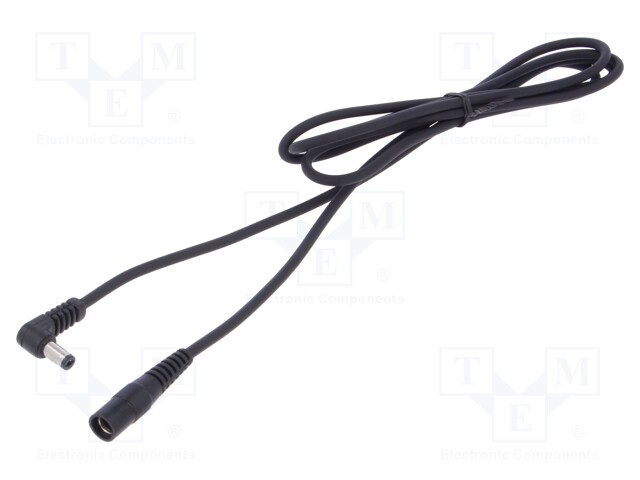 Cable; DC 5,5/2,1 plug,DC 5,5/2,1 socket; angled; 1mm2; black