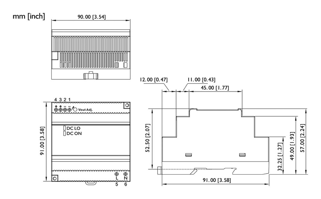 Power supply: switching; for DIN rail; 72W; 12VDC; 6A; 90÷264VAC