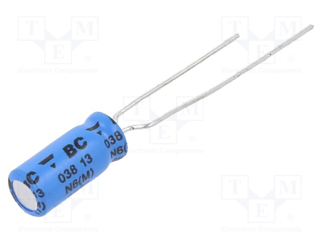 Capacitor: electrolytic; 4.7uF; 63VDC; Ø5x11mm; Pitch: 5mm; ±20%