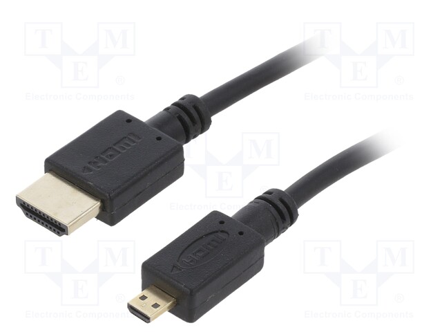 Cable; HDMI 2.0; HDMI micro plug,HDMI plug; 4.5m; black; 32AWG