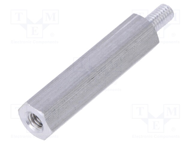 Screwed spacer sleeve; Int.thread: M3; 25mm; Ext.thread: M3