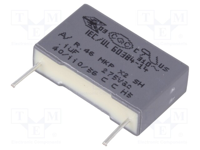 Capacitor: polypropylene; X2; 100nF; 15mm; ±20%; 18x5x11mm; 275VAC