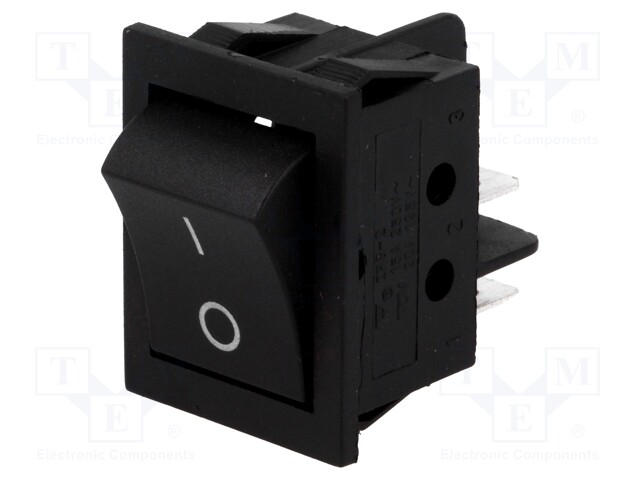 ROCKER; DPST; Pos: 2; OFF-ON; 15A/250VAC; black; none; 35mΩ; -30÷80°C