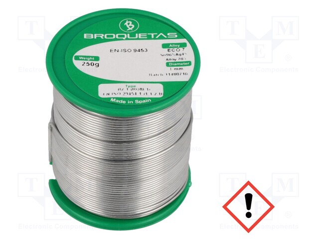 Soldering wire; Sn96Ag4; 1mm; 250g; lead free; Package: reel; 221°C