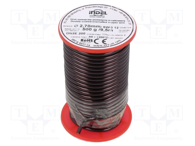 Coil wire; double coated enamelled; 2.7mm; 500g; -65÷200°C