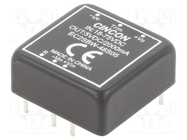 Converter: DC/DC; 10W; Uin: 18÷75V; 5VDC; Iout: 2000mA; 18g; 100kHz