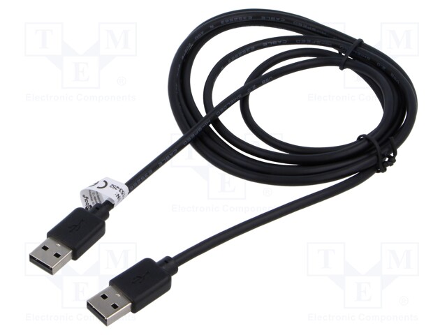 Cable; USB 2.0; USB A plug,both sides; 1.8m; black; 480Mbps