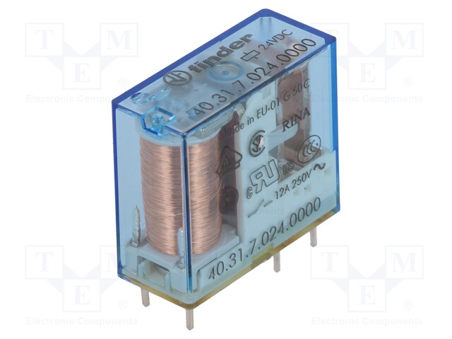 Relay: electromagnetic; SPDT; Ucoil: 24VDC; 10A/250VAC; 10A/30VDC