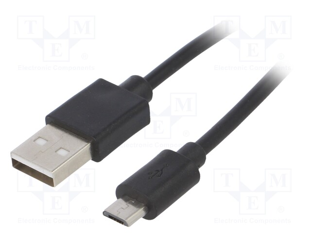 Cable; USB 2.0; USB A plug,USB B micro plug; nickel plated; 1.8m