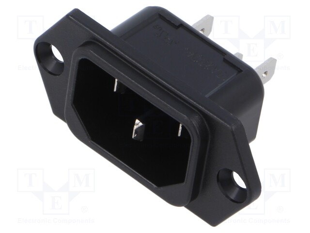 Connector: AC supply; socket; male; 10A; 250VAC; IEC 60320; C14 (E)