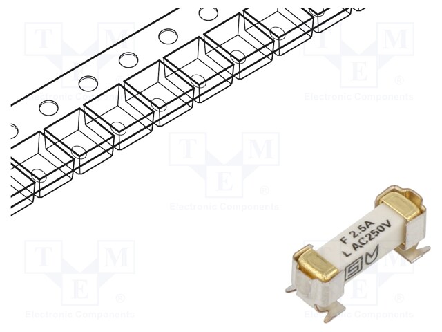 Fuse: fuse; time-lag; 2.5A; 250VAC; 125VDC; SMD; ceramic; 4.2x11.1mm