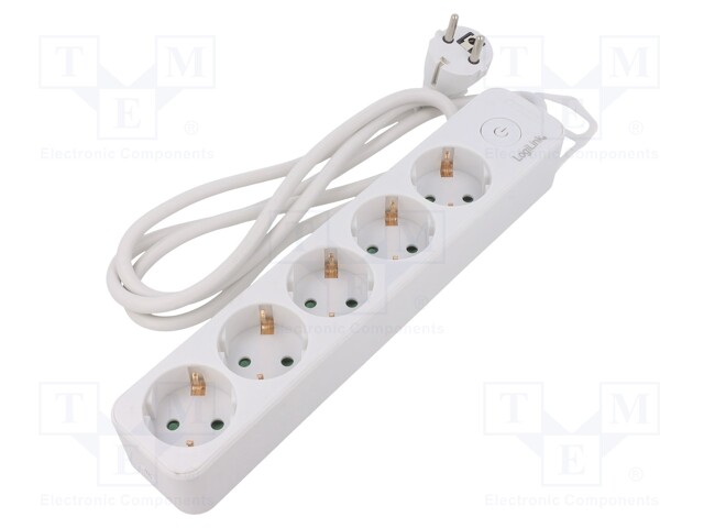 Plug socket strip: protective; Sockets: 5; 250VAC; 16A; 1.5m; IP20