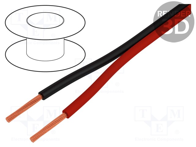 Wire: loudspeaker cable; 2x0,75mm2; stranded; CCA; black-red; PVC