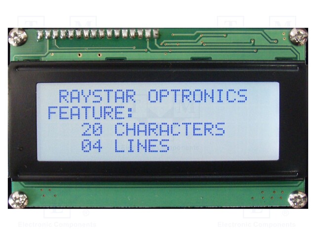 Display: LCD; alphanumeric; STN Positive; 20x4; gray; 98x60x13.6mm