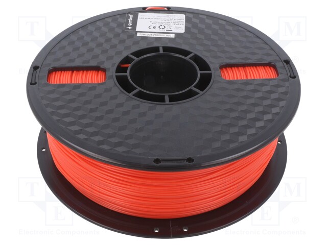Filament: ABS; 1.75mm; fluorescent red; 225÷245°C; 1kg
