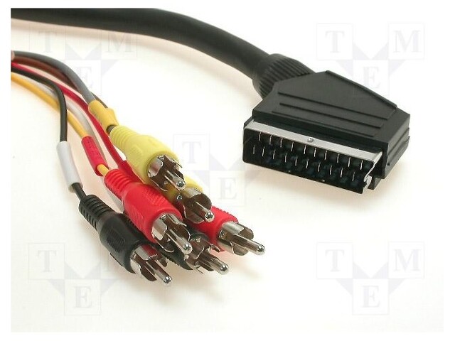 Cable; RCA plug x6,SCART plug; 1.5m