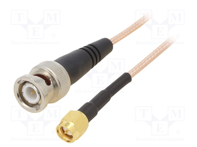 Cable; 50Ω; 0.3m; BNC plug,SMA plug; shielded; -65÷150°C