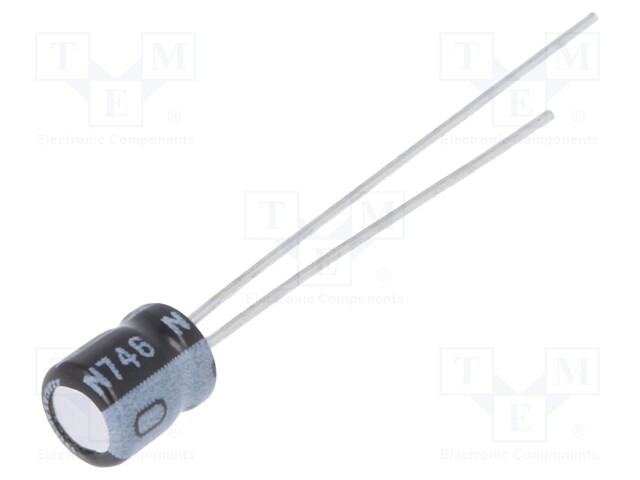 Capacitor: electrolytic; THT; 4.7uF; 25VDC; Ø4x5mm; Pitch: 1.5mm