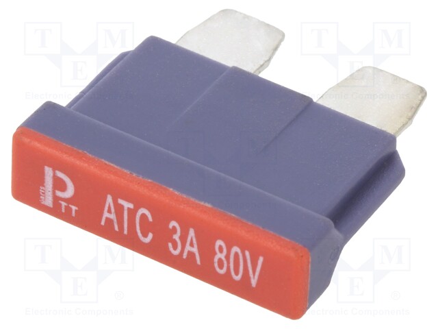 Fuse: fuse; 3A; 80VDC; automotive; 19mm; copper; tinned