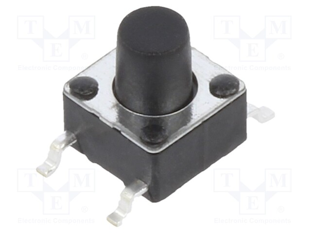 Microswitch TACT; SPST-NO; Pos: 2; 0.05A/12VDC; SMT; 1.6N; 6x6mm