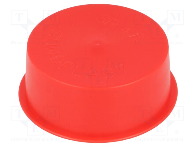 Plugs; Body: red; Out.diam: 49.6mm; H: 19.4mm; Mat: LDPE; Shape: round