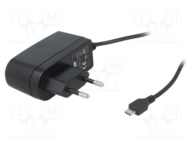 Power supply: switched-mode; 5VDC; 2A; Out: micro USB; 10W; Plug: EU