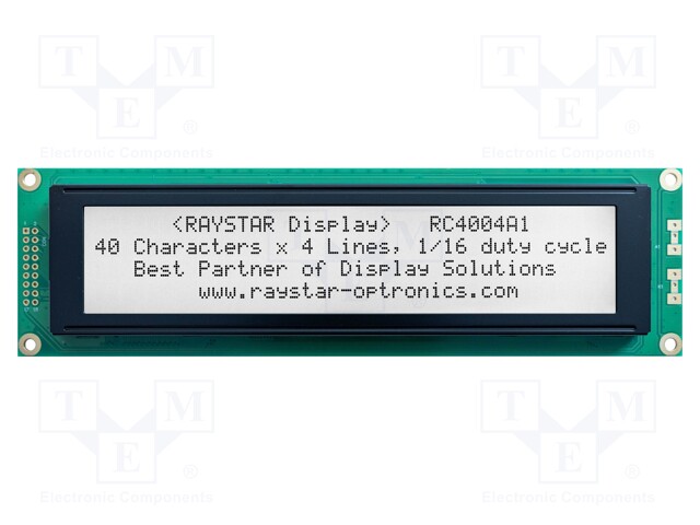 Display: LCD; alphanumeric; FSTN Positive; 40x4; 190x54x13.6mm