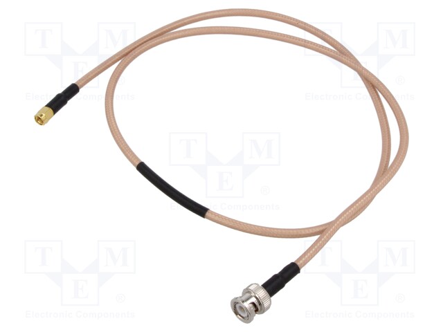 Test lead; BNC plug,SMA male; Len: 1m; brown-beige; Z: 50Ω