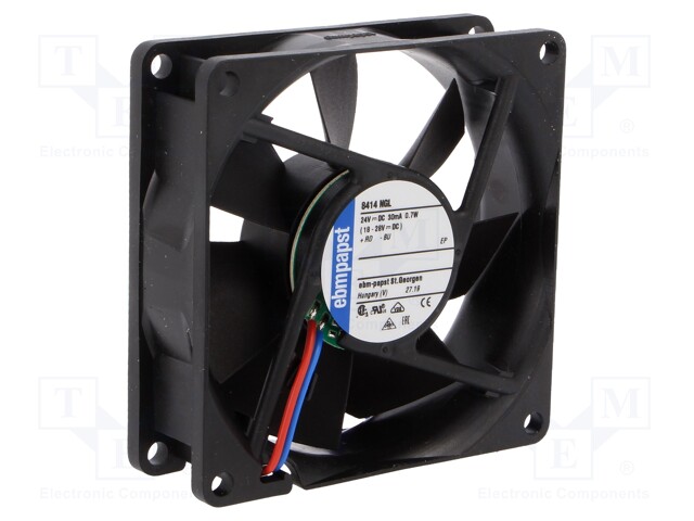 Fan: DC; axial; 80x80x25mm; 33m3/h; 12dBA; slide bearing; 1500rpm