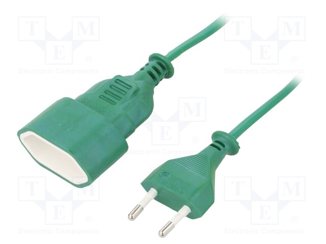 Extension lead; Sockets: 1; PVC; green; 2x0,75mm2; 3m; 2.5A