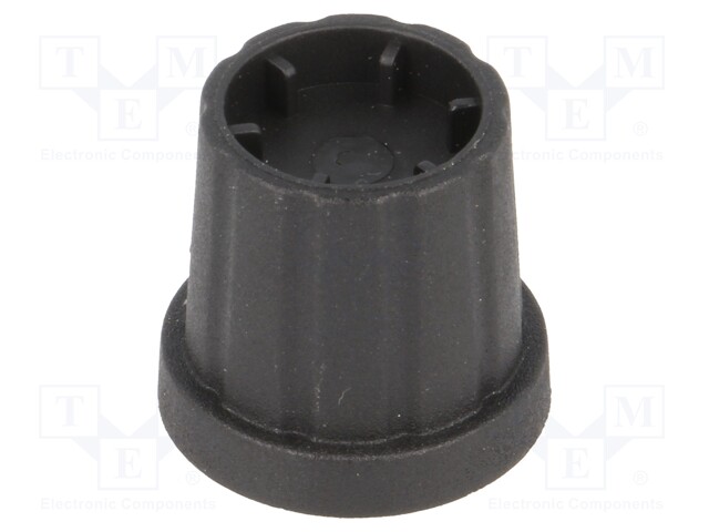 Knob; with flange; plastic; Shaft d: 4mm; Ø16.5x19.2mm; black