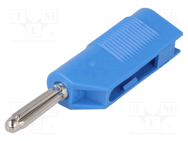 Plug; 4mm banana; 30A; 33VAC; 60VDC; blue; with 4mm socket; 3mΩ