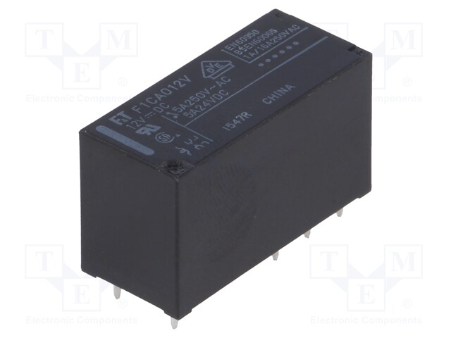 Relay: electromagnetic; DPDT; Ucoil: 12VDC; 5A/250VAC; 5A/24VDC; 5A