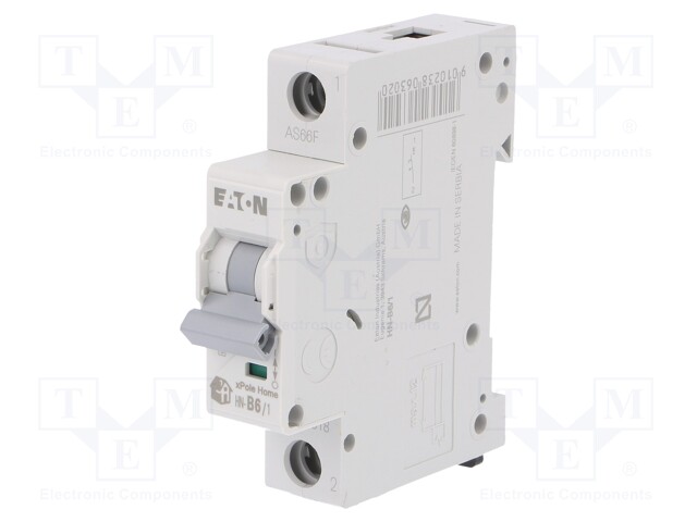 Circuit breaker; 230/400VAC; Inom: 6A; Poles: 1; DIN; Charact: B; 6kA