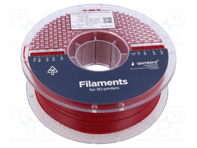 Filament: ABS; 1.75mm; red; 225÷240°C; 1kg; High Speed