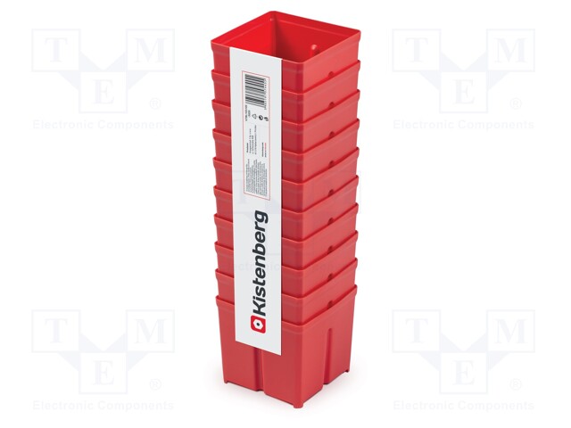 Container: cuvette; red; 105x105x97mm; 10pcs; TAGER BOX; high