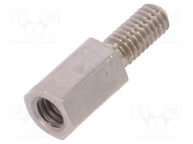 Screwed spacer sleeve; Int.thread: M2,5; 6mm; Ext.thread: M2,5