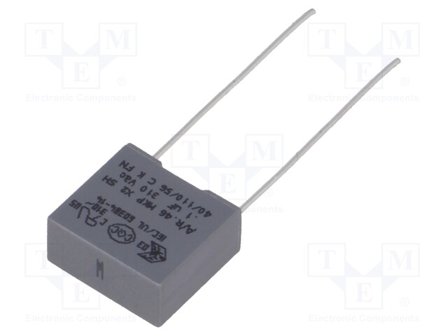 Capacitor: polypropylene; X2; 100nF; 10mm; ±20%; 13x6x12mm; 310VAC